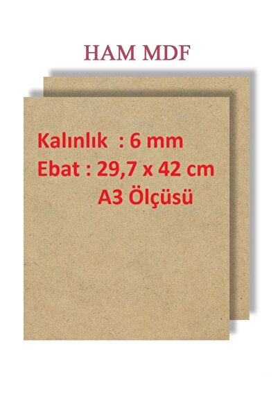 mobilreyon - 4 Adet Duralit Ham Mdf 6 Mm Kalınlık , A3 Ölçüsünde (29,7x42 Cm)...