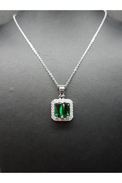 Sheker Takı Zümrüt Taş Detaylı Kolye