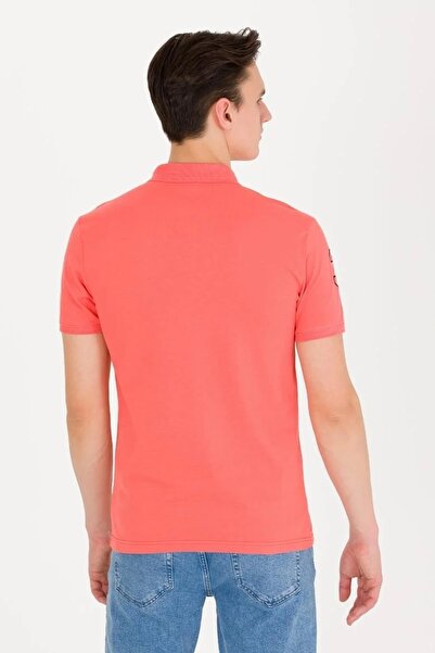 U.S. Polo Assn. Ανδρικό μπλουζάκι Polo Neck Salmon - Basic