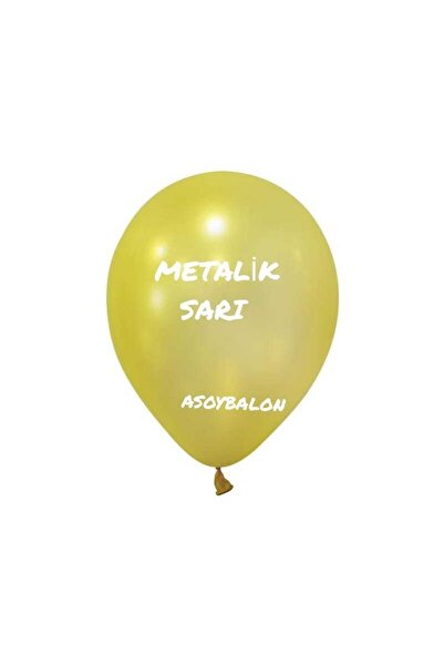 asöy Metalik Sarı Balon 10 Adet 12 Inç Standart Boy 30 Cm Metalik Renkli Parti Balonu Doğum Günü