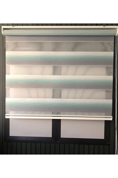 Lotus Curl Water Green Gray Color Transitional Zebra Roller Blinds-Kitchen- Living Room-Lounge - Curl3