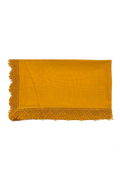 nazipek Embroidered Chiffon Lace Mustard Mevlüt Cloth Prayer Cloth Mevlit 165x75 Cm