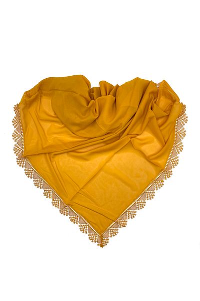 nazipek Embroidered Chiffon Lace Mustard Mevlüt Cloth Prayer Cloth Mevlit 165x75 Cm