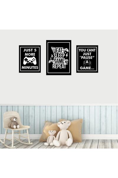 Çocuk Odası Eat-sleep-game-repeat Tablo