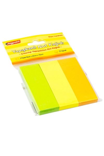 Bigpoint Adhesive Note Paper 3 Pastel Colors 25x75 mm Pack of 24