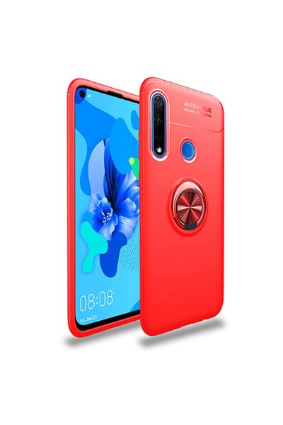HTstore غطاء حماية سيليكون لهاتف هواوي P40 لايت E - أحمر