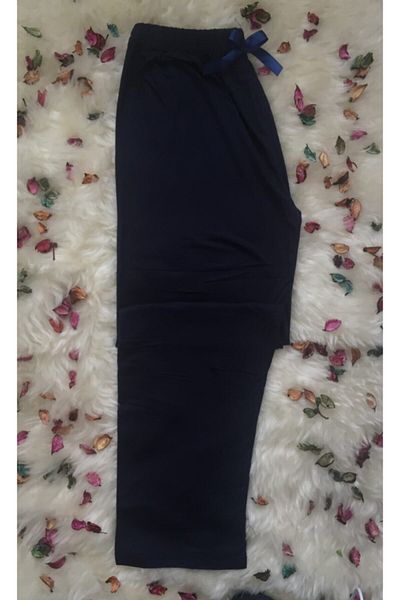 Altınay Women's Black Pocketless Viscose Summer Pajama Bottoms V38