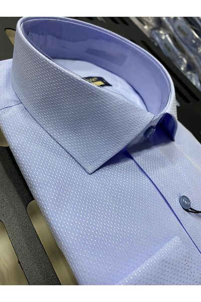 BENESSE Ανδρικό πουκάμισο Dobby Pattern Slim Fit Ice Blue