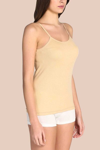 Tutku Tricou pentru femei cu curele de frânghie, culoare piele, cu nervuri, pachet de 6