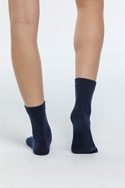 lacoton Women's Navy Blue Color Cotton Toe Socks