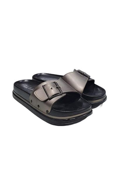 Pierre Cardin Women's Metallic Buckle Adjustable Anatomical Slippers