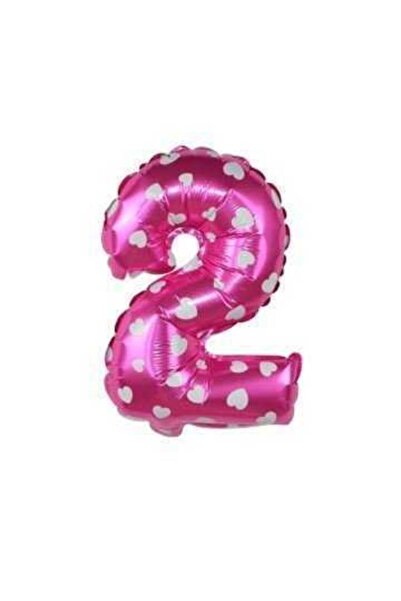 Doğumgünü Marketim Pink Color White Heart Number Foil Balloon 40 cm 16 Inch 2...