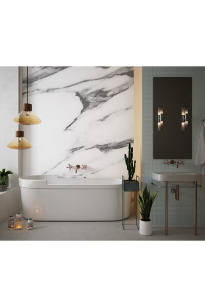 Kolhis 60cmx300cm Premium Suya Dayanıklı Banyo Duvar Zemin Kaplama Yapışkanlı...