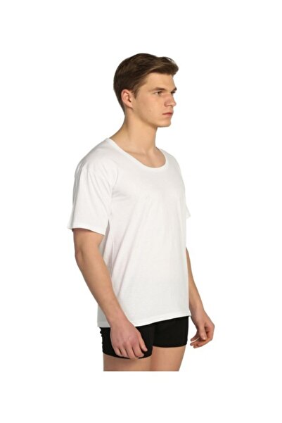 Tutku قميص داخلي رجالي برقبة دائرية باللون الأبيض، 6 قطع