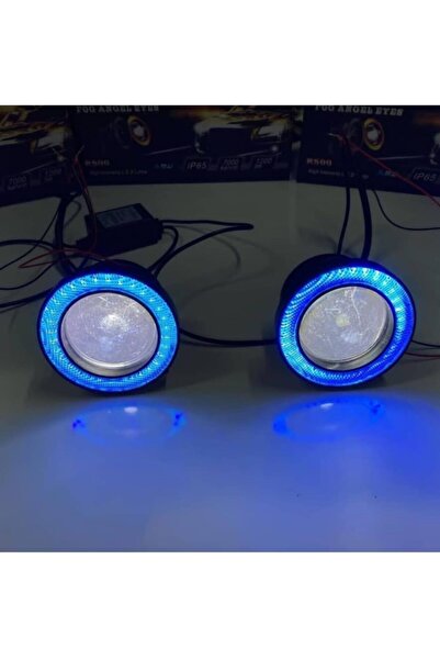 Genel Markalar 76 Mm Buz Mavi Angel Led Halkalı Mercekli Sis Farı Metal Gövdeli
