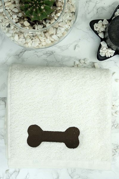 Bull Dizayn Dog & Bone Embroidered 100% Cotton 50x90 Towel
