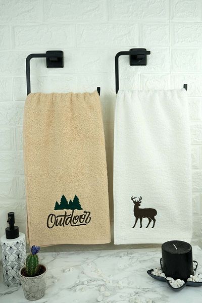 Bull Dizayn Deer & Outdoor Embroidered 100% Cotton 50x90 Towel