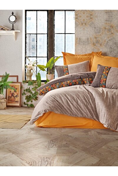 Cotton Box مجموعة غطاء لحاف مزدوج من فولك آرت مينك