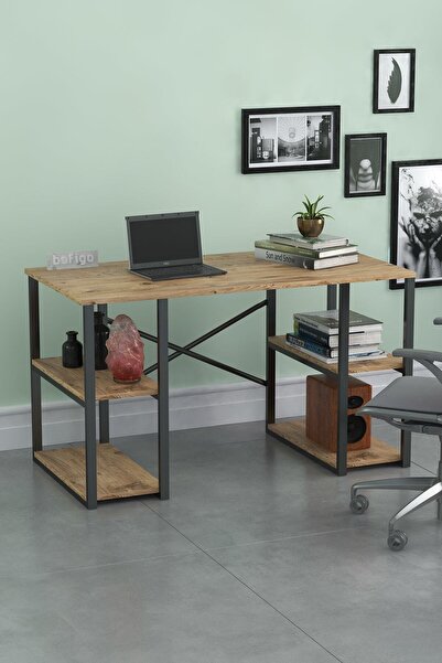 Led Avm 60x120 Cm 4 Raflı Çalışma Masası Bilgisayar Masası Ofis Ders Yemek Ma...