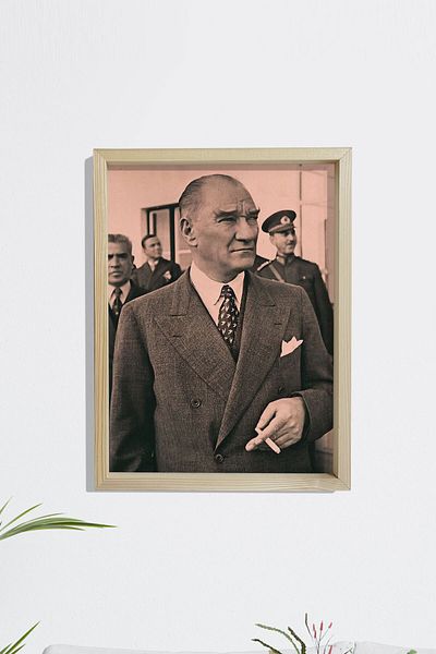 Dekor Loft Pictură Ataturk cu cadru din lemn de pin 33x44 cm