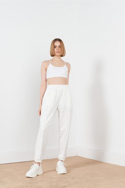 Basicpark Jogger Duru cu talie elastică Ecru