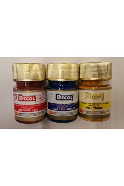 decol 7 Gram Yağ Bazlı Gıda Renklendiricisi 3'lü Set (kırmızı,sarı,mavi)
