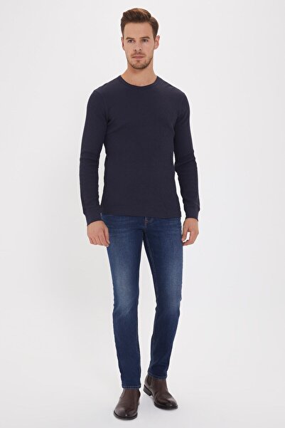 Lee Cooper Erkek Flame O Yaka Sweatshirt Lacivert Melanj 201 LCM 241040