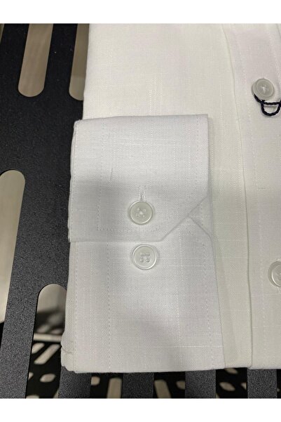 BENESSE Прилепнала обикновена бяла ленена риза