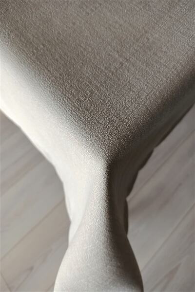 eno concept Linen Textured Stain Resistant Cream Tablecloth