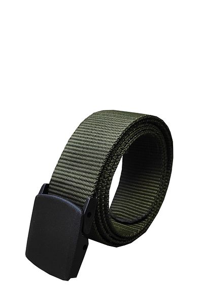 Kemer Dünyası Tactical Style Khaki Green Cloth Belt with Anti-Allergic Plastic Buckle