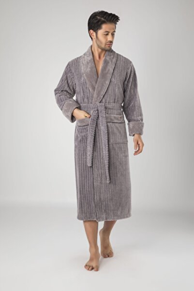 Nuşa Кам'яний колір Шаль Комір Пітікаре Візерунок Бамбук Бавовна Довгий Чолов...