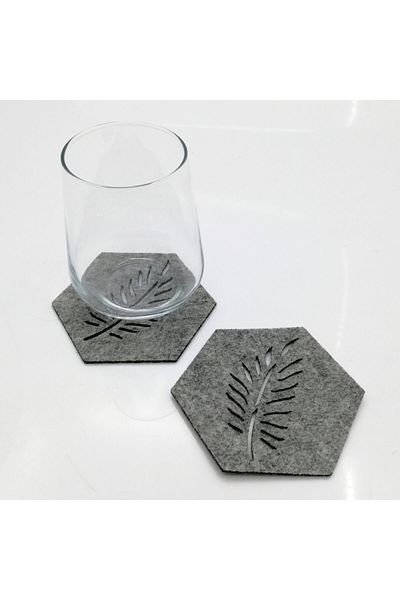 Lora Davet American Serving Coaster Felt Hexagonal Gray