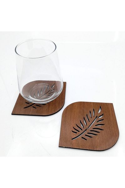 Lora Davet American Service Coaster Wooden Oval Corner Brown