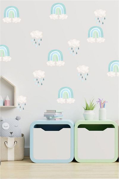 Piksel Grafik Modern Boho Rainbows Kids Room Wall Sticker