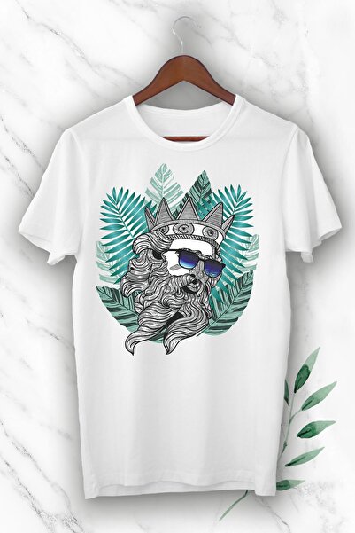 perseusshopping تي شيرت أبيض مطبوع عليه تمثال الأساطير زيوس للجنسين