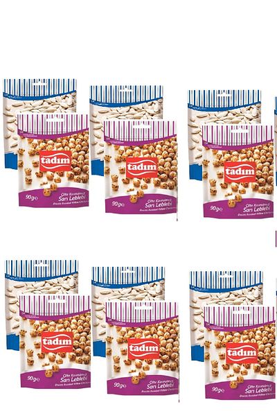 Tadım Salt-Free Pumpkin Seeds 80 Gr X 6 Pieces Yellow Leblebi Double Roasted 90 Gr X 6 Pieces