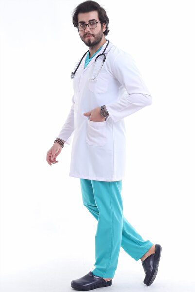 TİJA معطف رجالي طية صدر السترة معطف الطبيب، معطف الصيدلي، معطف المعلم، معطف ا...