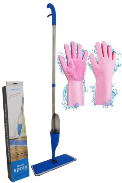 Genel Markalar Sprey Mop 4 Adet Mop Bezi ve Sihirli Silikon Bulaşık Eldiveni