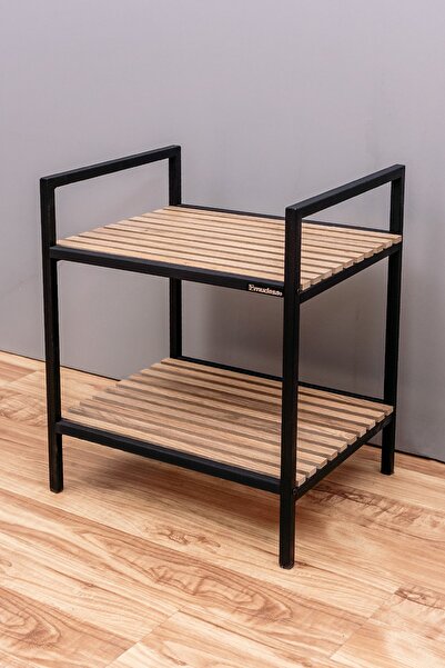 Mudesa 2 Raflı Ayakkabılık Çok Amaçlı Dekoratif Metal Ahşap Banyo Mutfak Rafı...