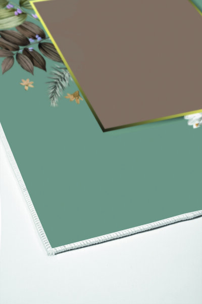 Alanur Home Alanur Trend Non-Slip Base Digital Bathroom Set Kt471 Green