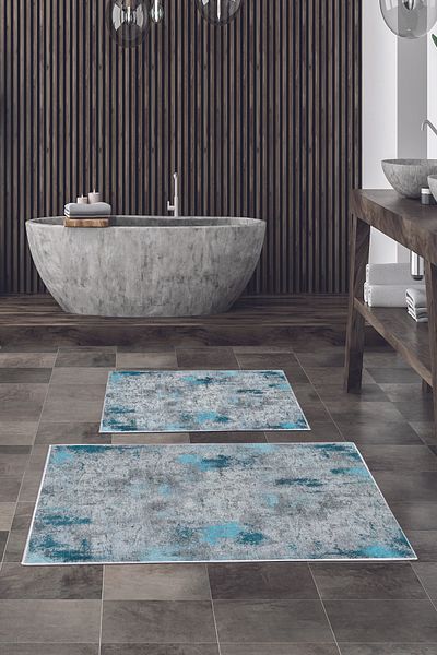 Alanur Home Set de toaletă digital pentru baie cu bază anti-alunecare Alanur Trend Kt495 Albastru