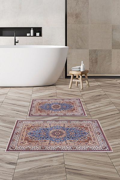 Alanur Home Set de baie digital cu bază anti-alunecare Alanur Trend Kt443 Albastru