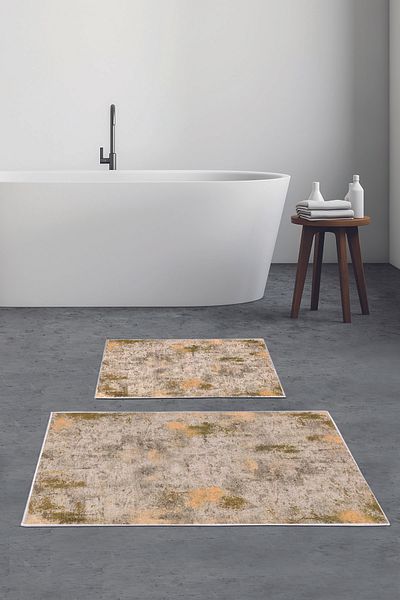 Alanur Home Alanur Trend Non-Slip Base Digital Bathroom 2-Piece Toilet Set Kt495 Yellow
