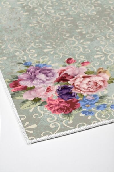 Alanur Home Alanur Trend Non-Slip Base Digital Bathroom Set Kt451 Green