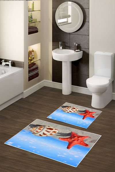 Alanur Home Set de baie digital cu bază anti-alunecare Alanur Trend Kt437 Albastru