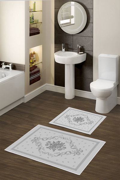 Alanur Home Alanur Trend Non-Slip Base Digital Bathroom 2-Piece Toilet Set Kt462 Gray