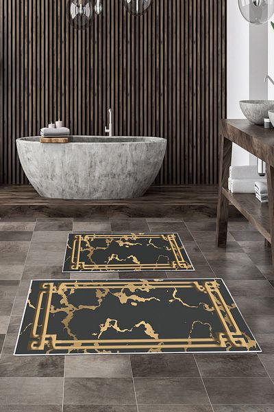 Alanur Home Alanur Trend Non-Slip Base Digital Bathroom 2-Piece Toilet Set Kt478 Black