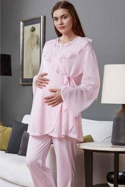 Eros Women's Pink Maternity Pajama Set 3 Piece Set 21620