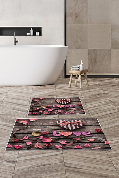 Alanur Home Alanur Trend Non-Slip Base Digital Bathroom Set Kt427 Brown
