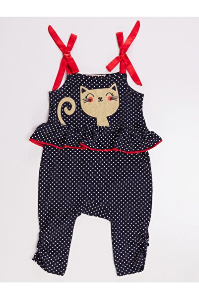 Denokids بذلة بناتي بنقاط القط - أزرق داكن